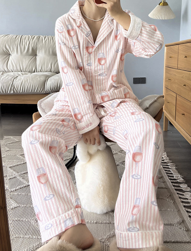 Printed Long Sleeve Pants Pajama Set