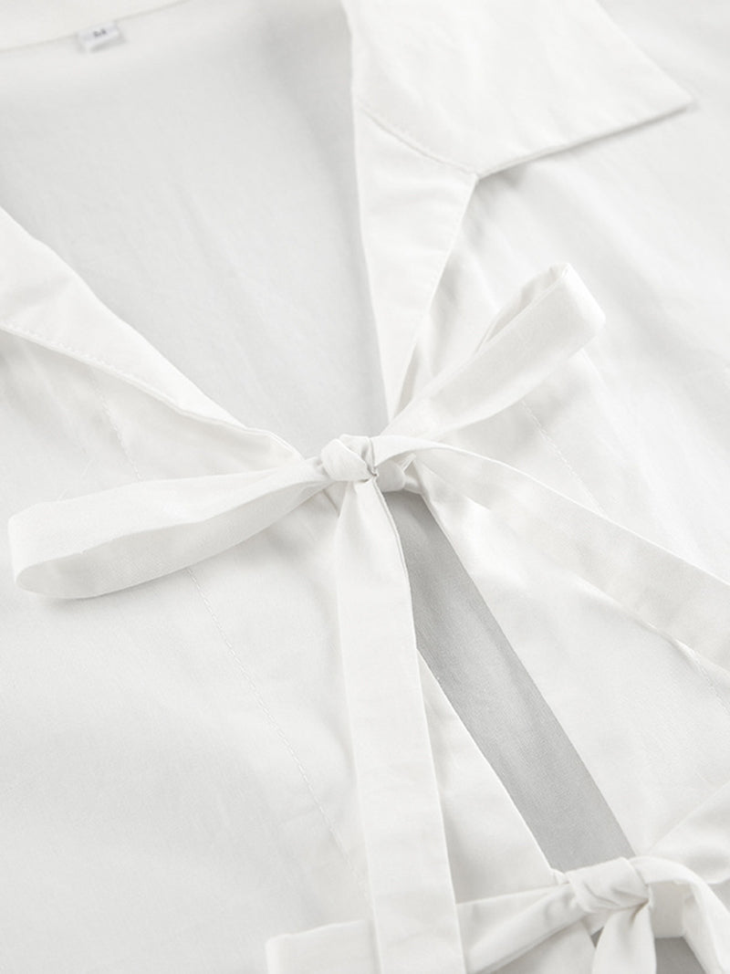 Tie-Front Bell Sleeve Blouse