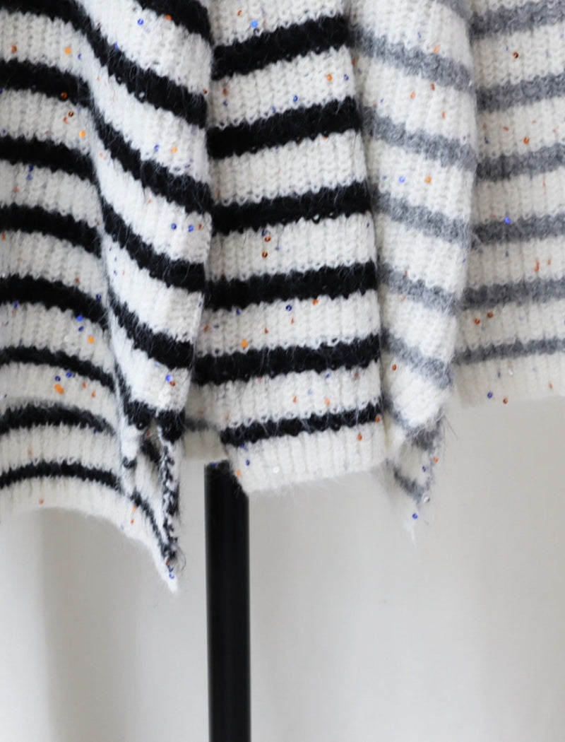 Striped Knit Pullover Sweater