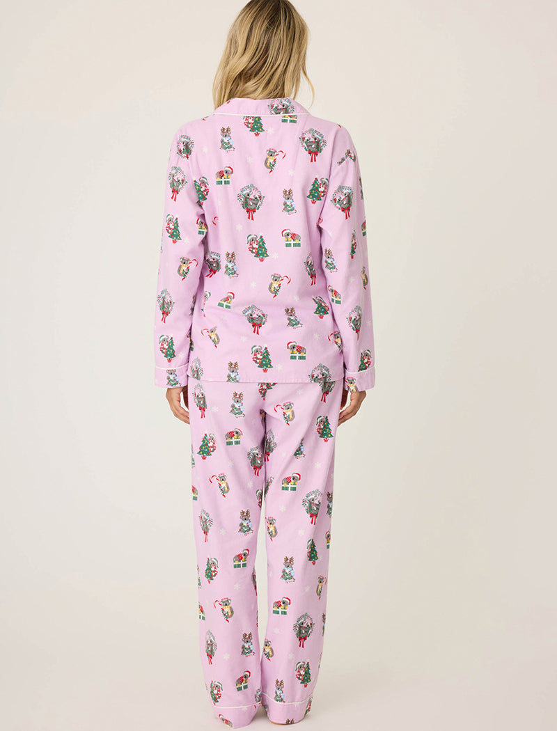 Festive Print Button-Down Pajama Set
