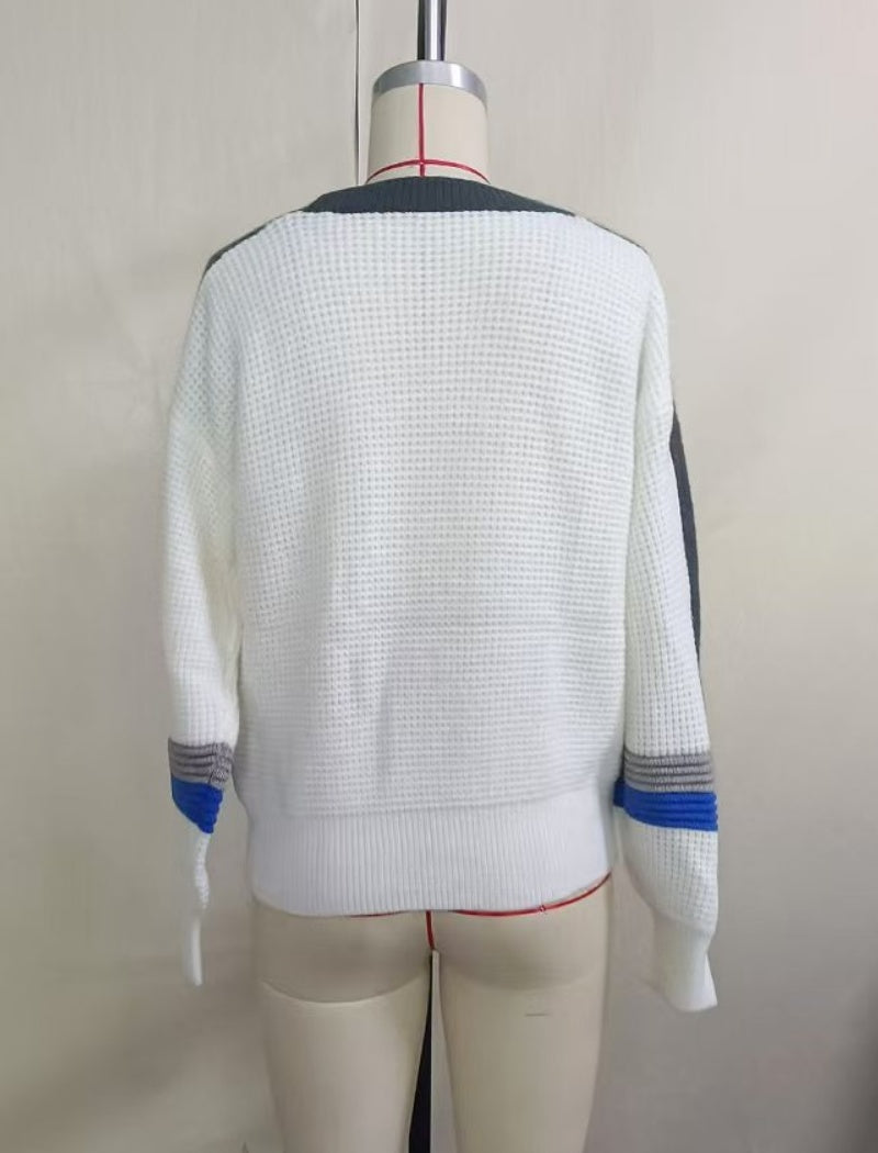 Contrast Sleeve Knit Pullover