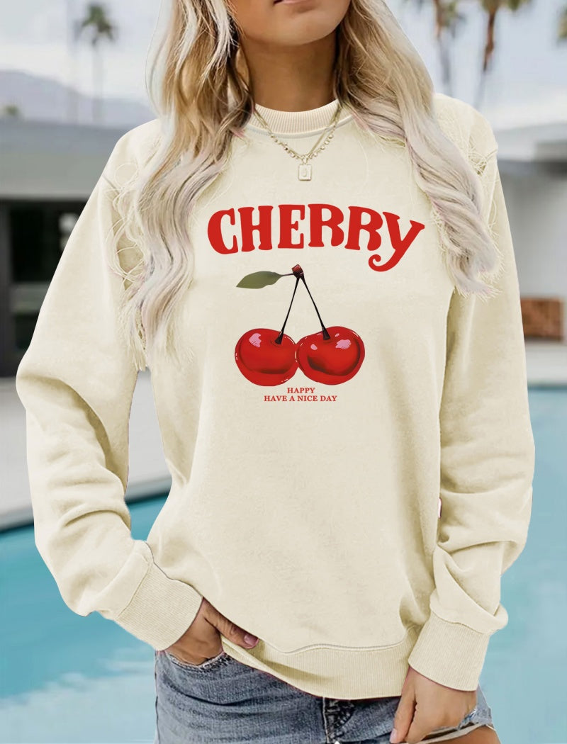 Cherry Print Crewneck Pullover