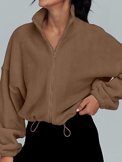 Zip-Up Drawstring Cropped Jacket