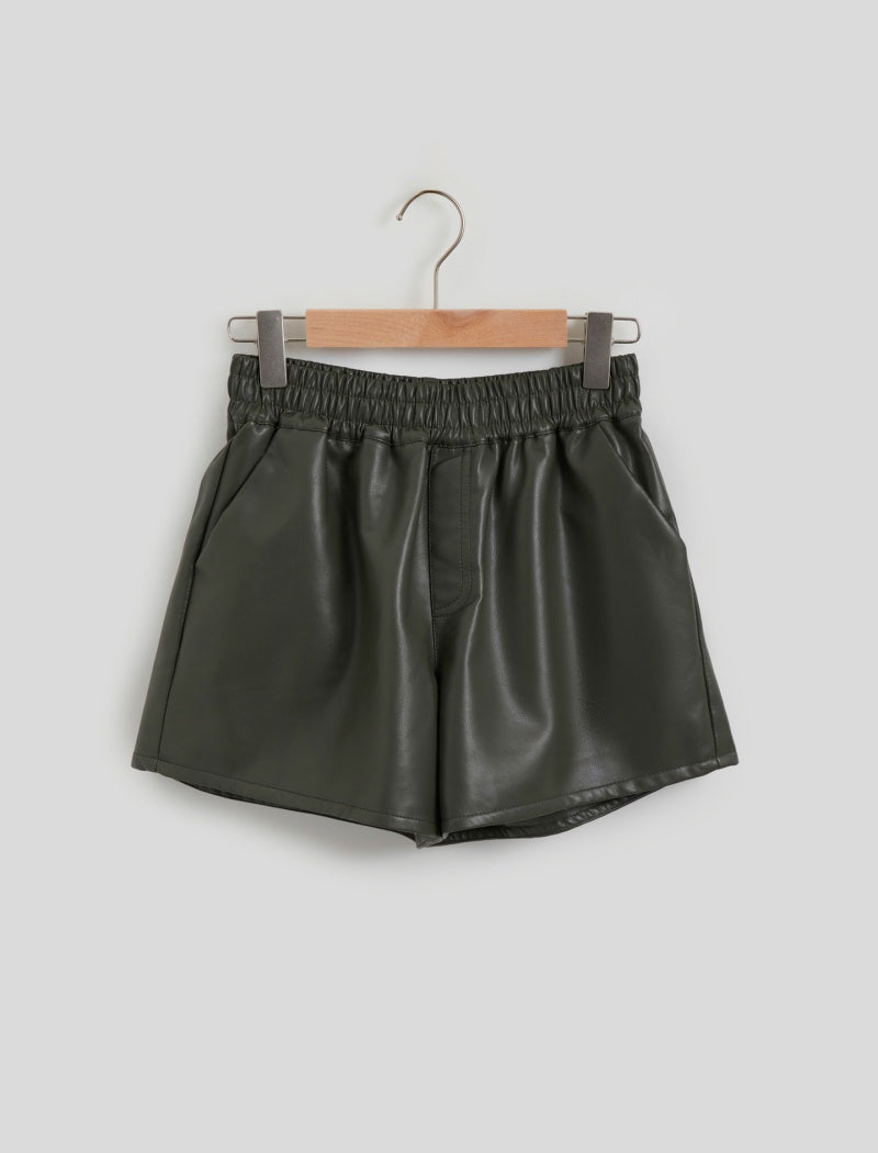 Faux Leather High-Waisted Shorts