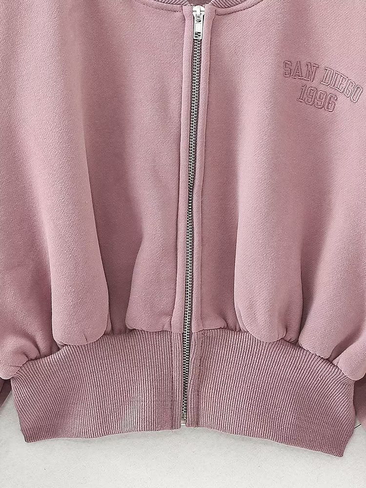 Zip-Up Crop Jacket and Wide-Leg Pants Set