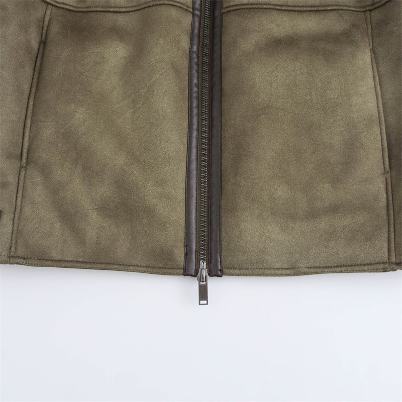 Shearling Hooded Zip-Up Jacket