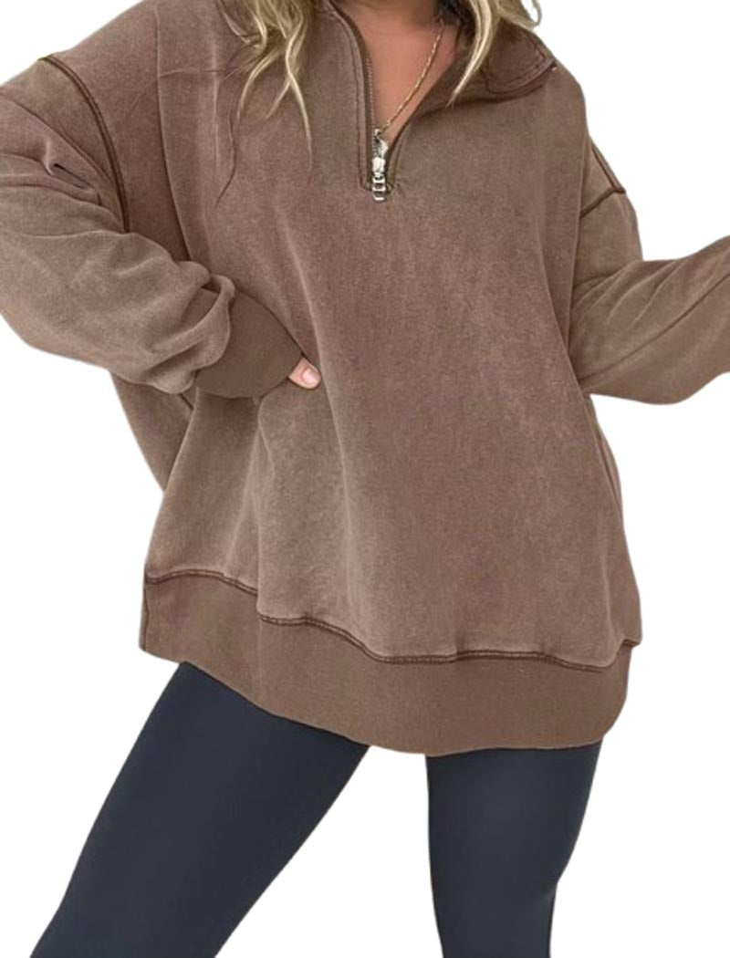 Relaxed Fit Half-Zip Top