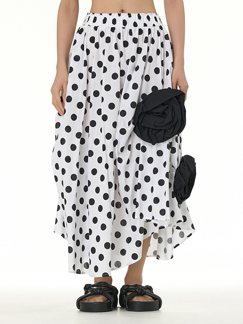 Asymmetrical Gathered Floral Midi Skirt