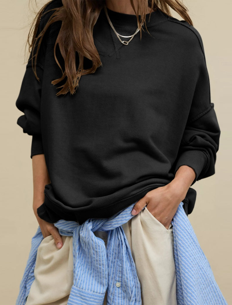 Relaxed Fit Solid Pullover