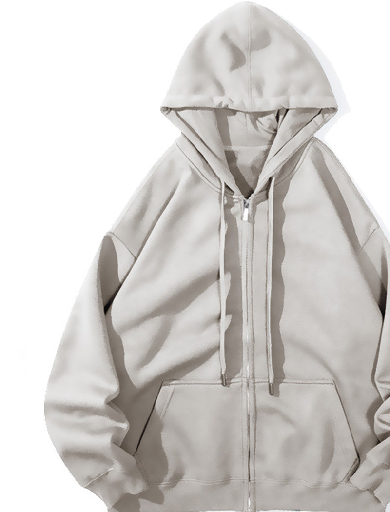 Hooded Solid Drawstring Jacket