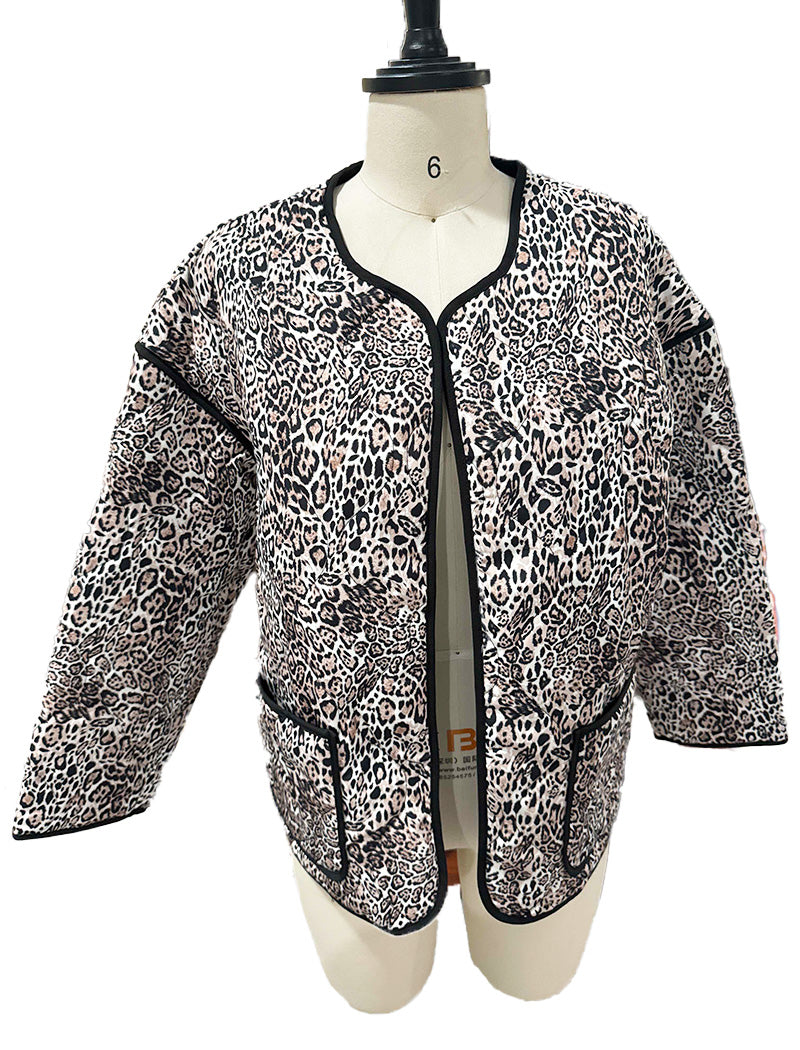 Leopard Quilted Bomber Jacket