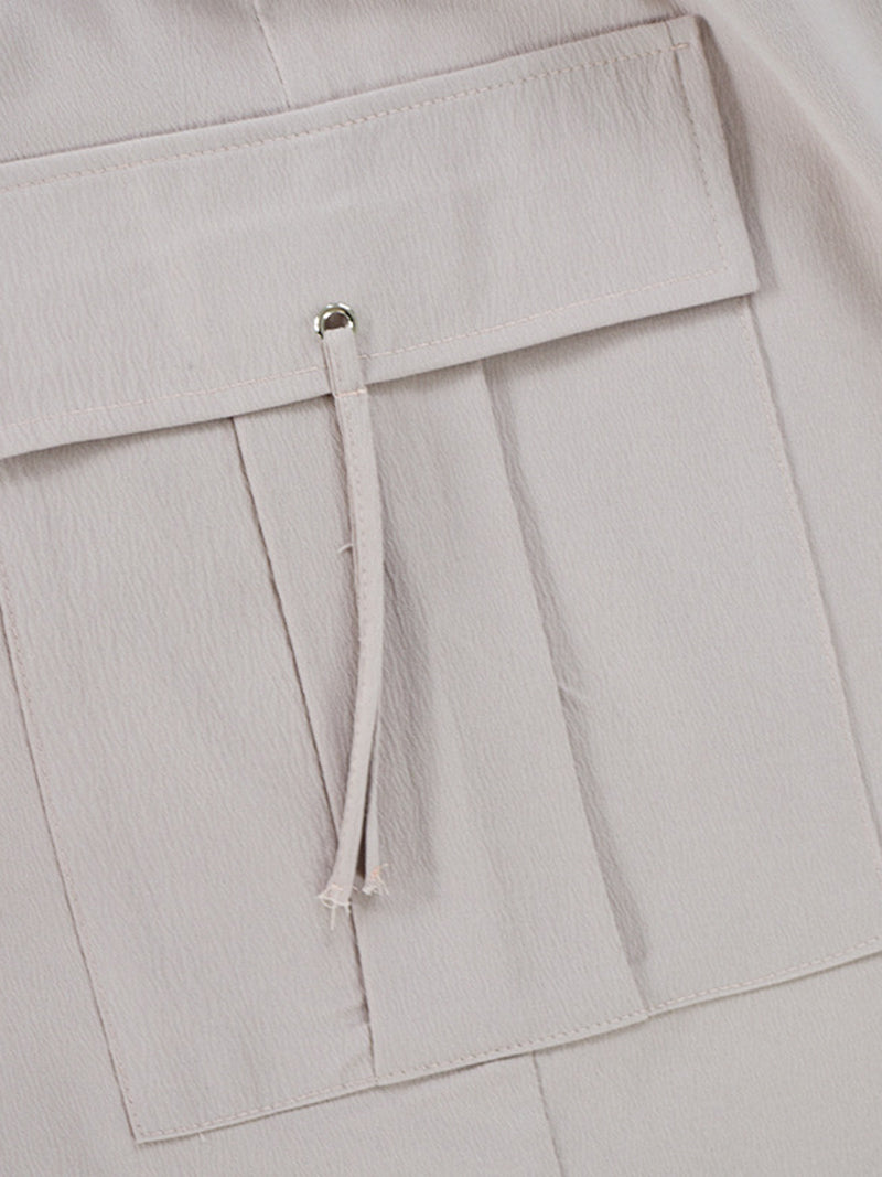 Drawstring Cargo Midi Skirt