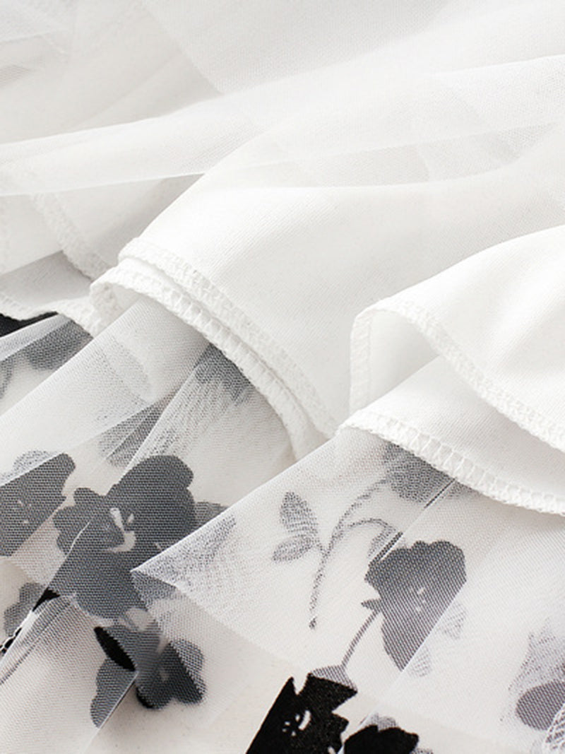 Floral Print Pleated Skirt