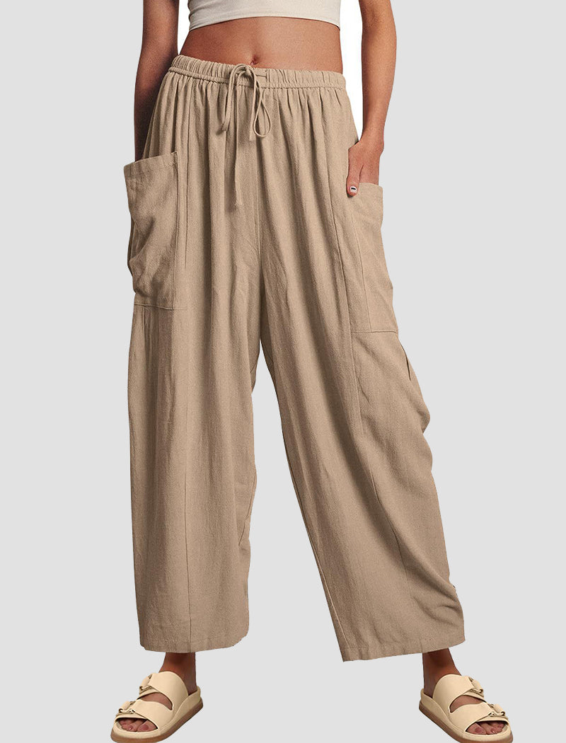High-Rise Wide-Leg Drawstring Pants
