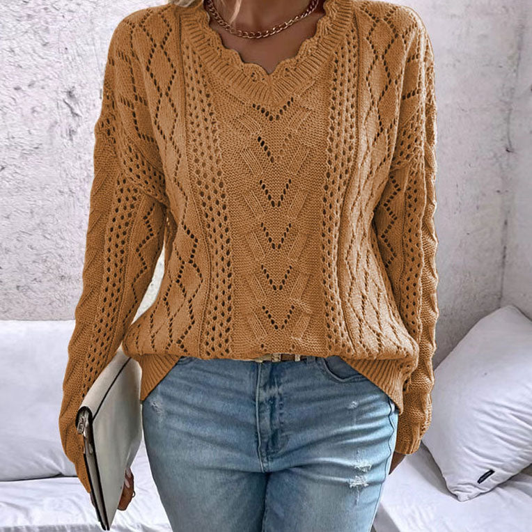 Scalloped Cable Knit Sweater