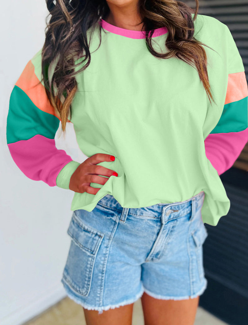 Colorblock Long-Sleeve Pullover