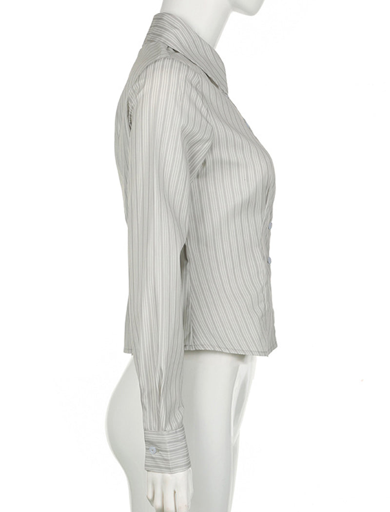 Striped Long-Sleeve Button-Up Shirt