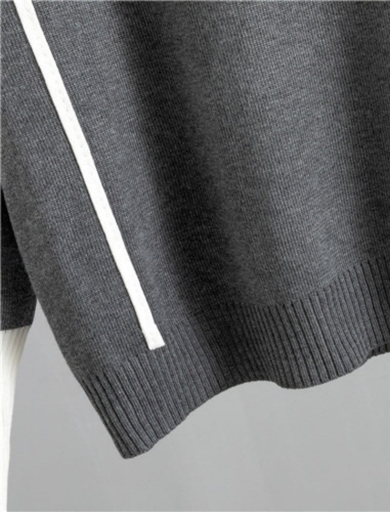 Two-Piece Knit Lounge Set with Contrast Trim