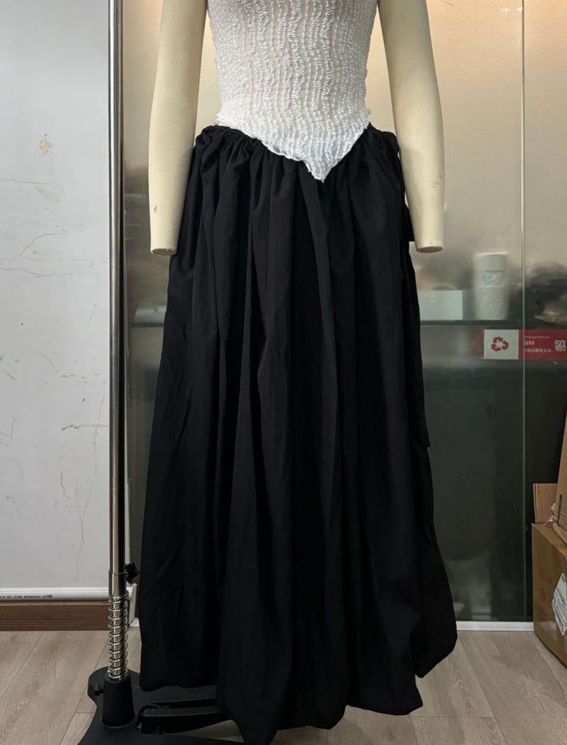 Drawstring Waist Maxi Skirt