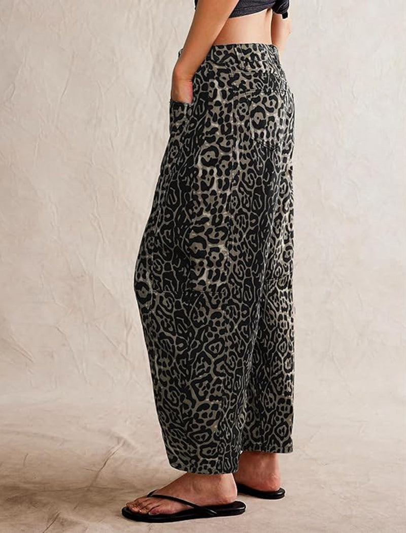 Wide Leg Leopard Print Pants
