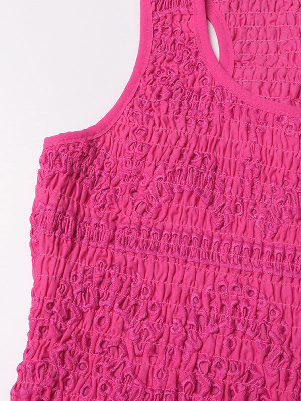 U-Neck Sleeveless Ruffle Mini Dress