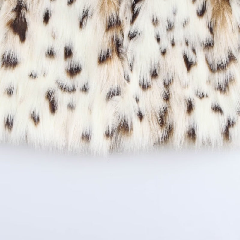 Faux Fur Animal Print Coat