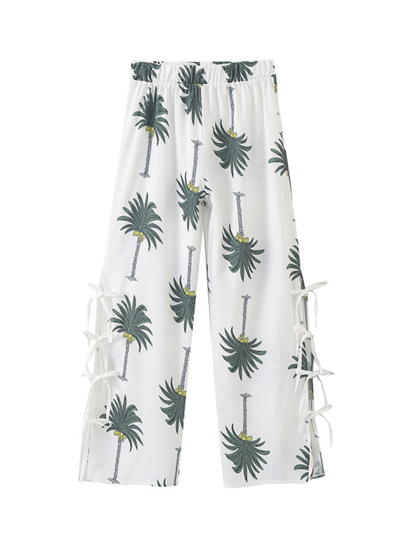 Palm Tree Print Vest and Pants Set