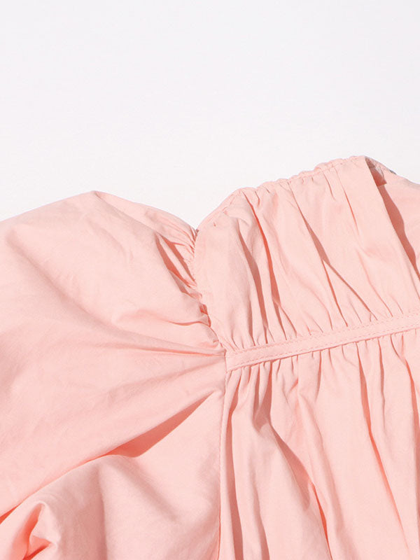 Puff Sleeve Tiered Midi Dress