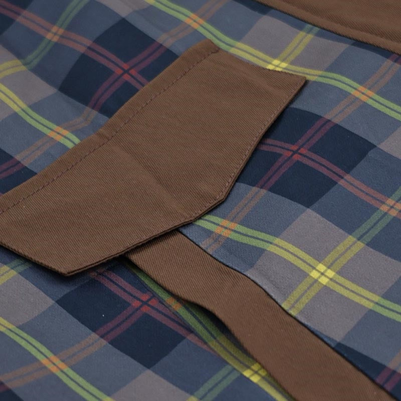 Plaid Faux Fur Collar Zip-up Jacket