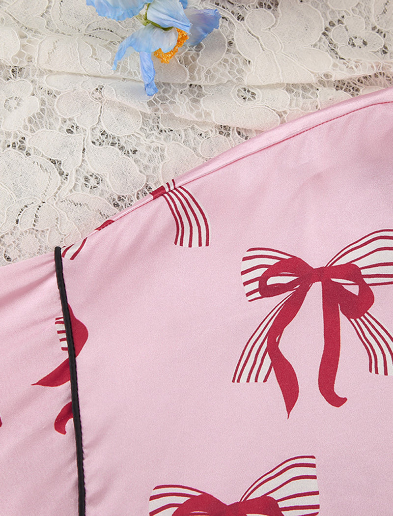 Long Sleeve Bow-Print Pajama Set