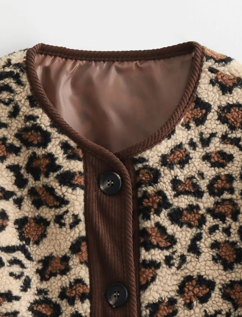 Button-Up Oversized Leopard Print Jacket
