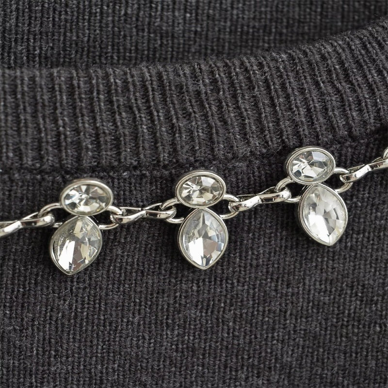 Rhinestone Embellished Crewneck Sweater