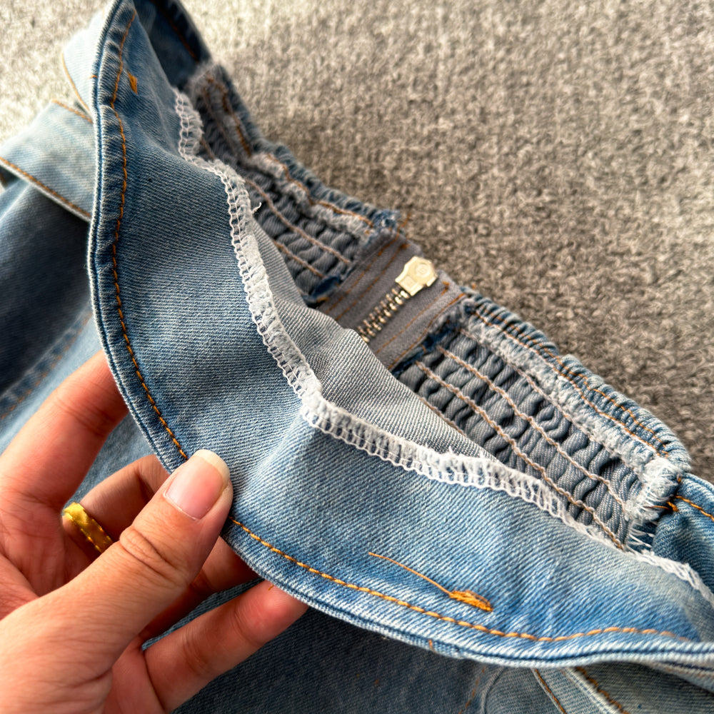 Double Buckle Denim Tube