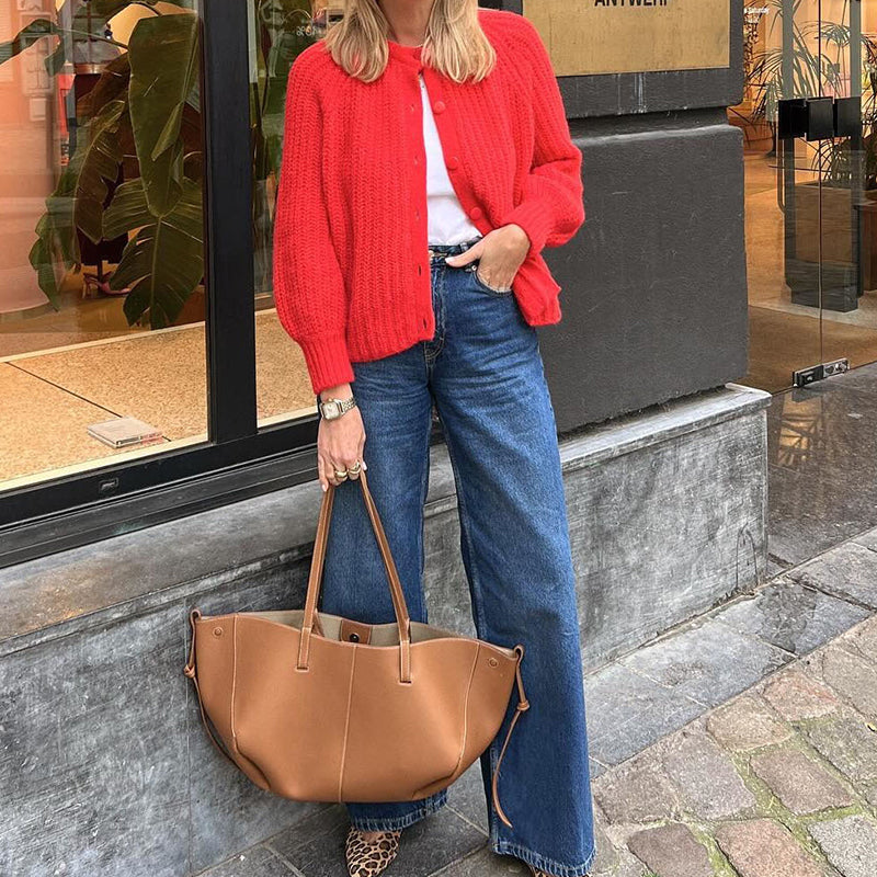 Solid Button-Front Cardigan