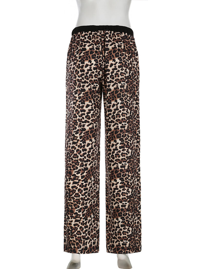 Leopard Print Drawstring Pants