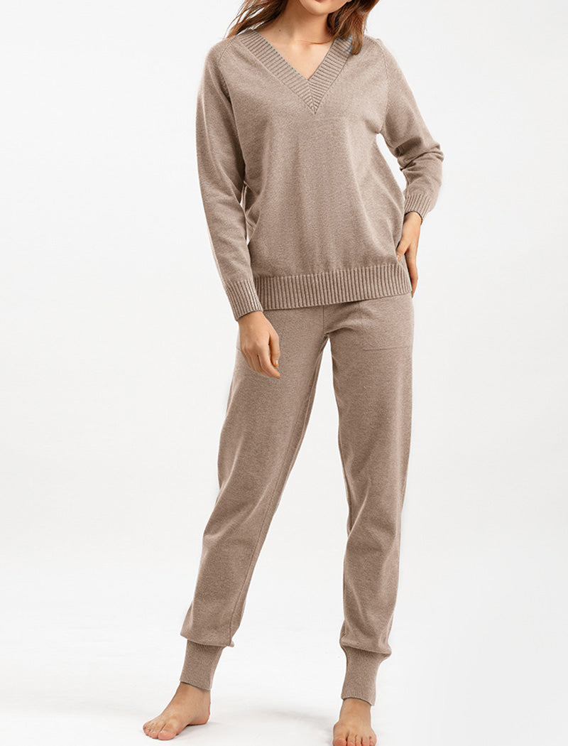 V-Neck Relaxed Knit Set