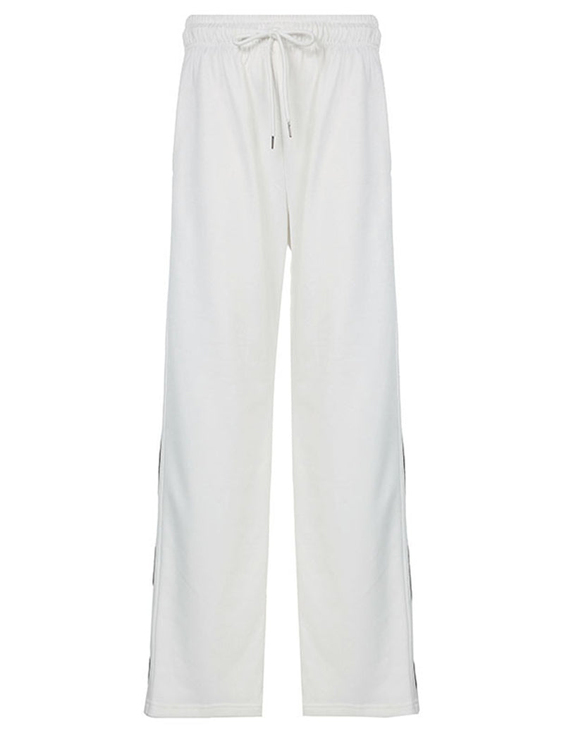 Color-Blocked Drawstring Waist Off-Shoulder Hoodie and Pants Set