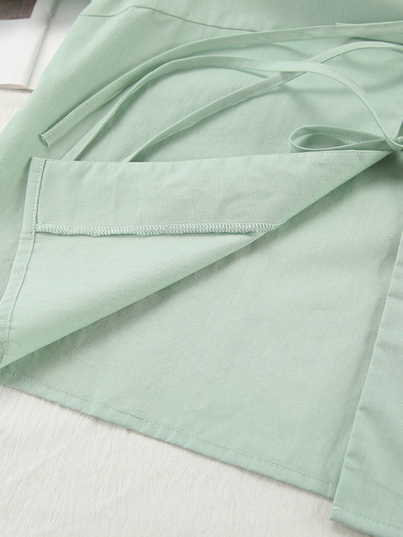 Tie-Front Blouse and Shorts Set