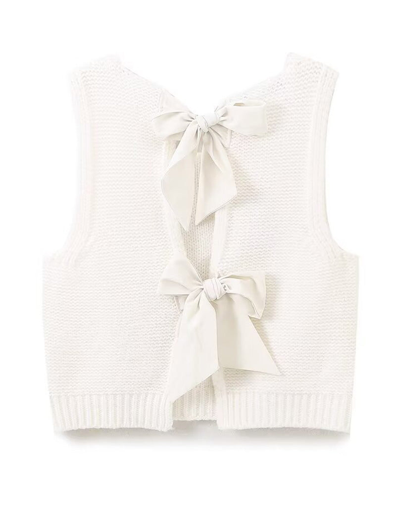 Knit Vest with Bow Details