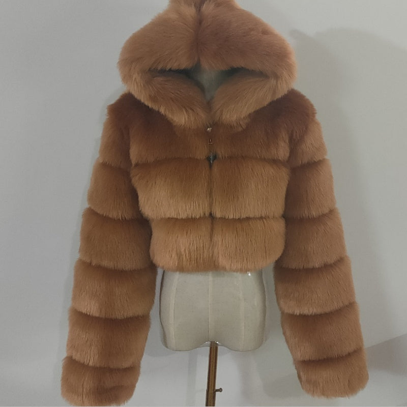 Plush Chunky Knit Hooded Coat