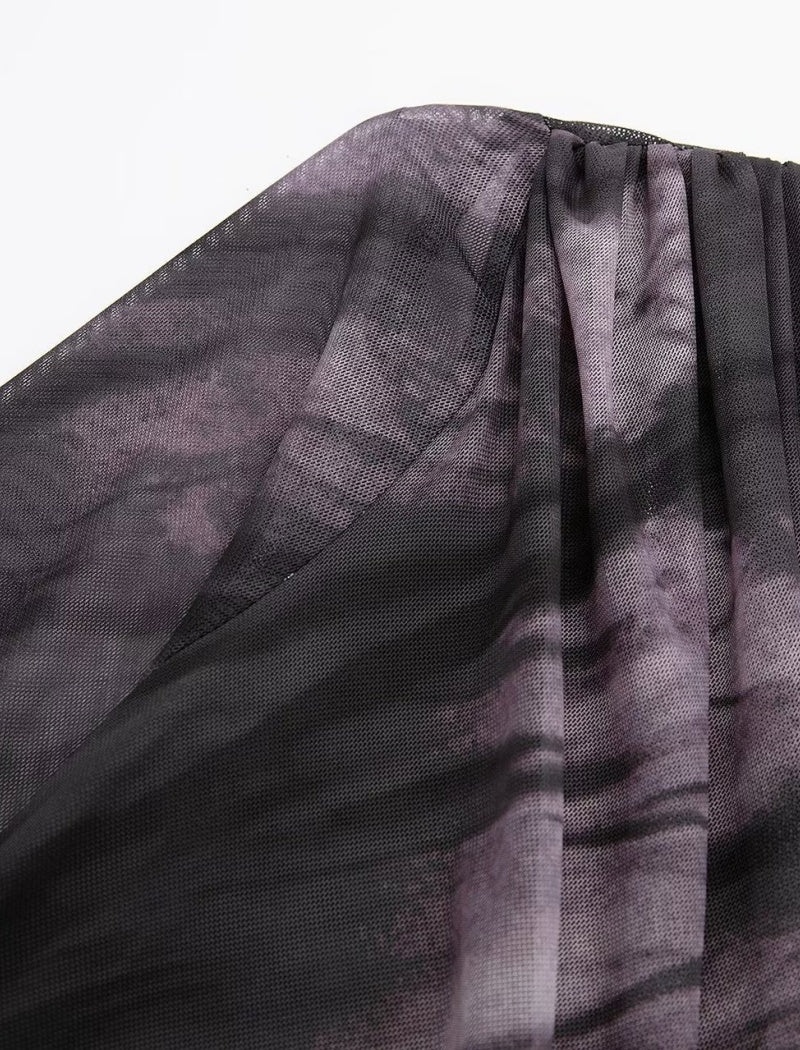 Tie-Dye Sheer Long Sleeve Top