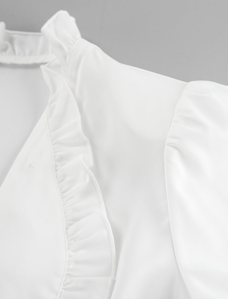 Ruffle Trim Long Sleeve Shirt