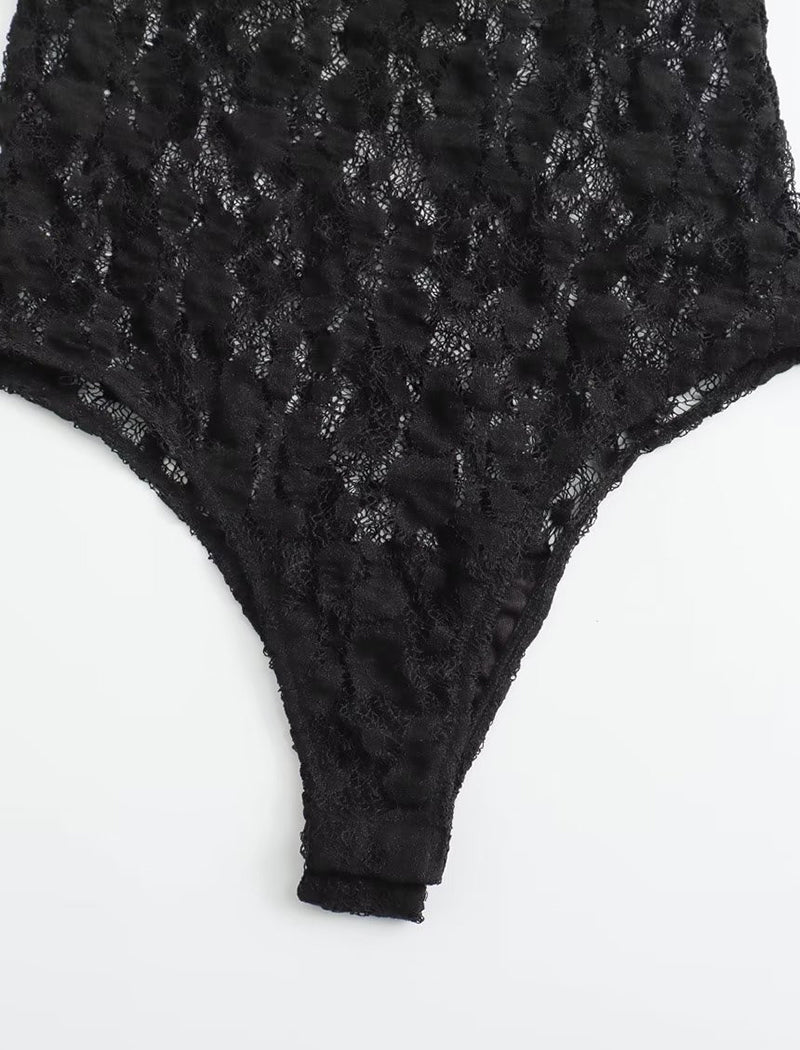 Floral Lace Bodysuit with Long Sleeves