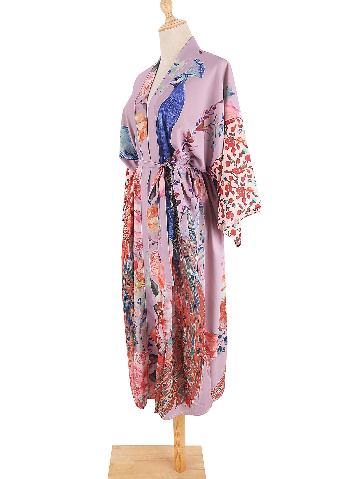 Peacock Floral Print Robe