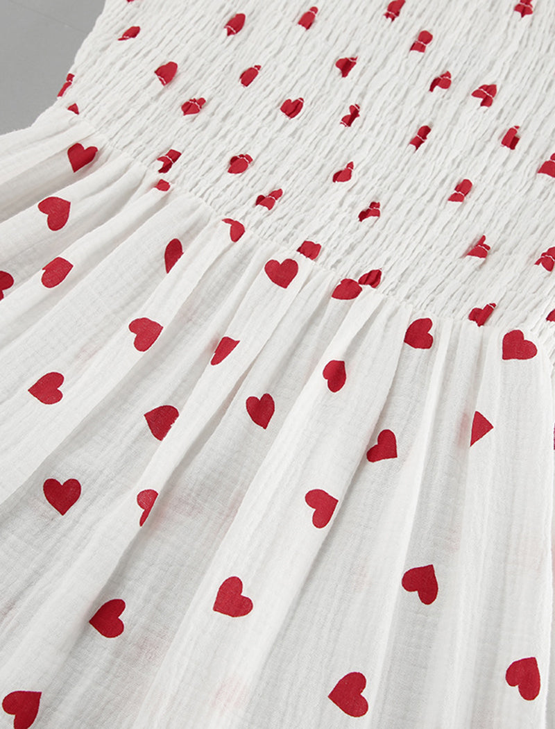 Heart Print Slit Long Sleeve Nightgown