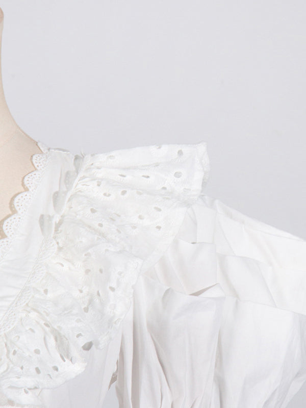 Button-Front Eyelet Mini Dress