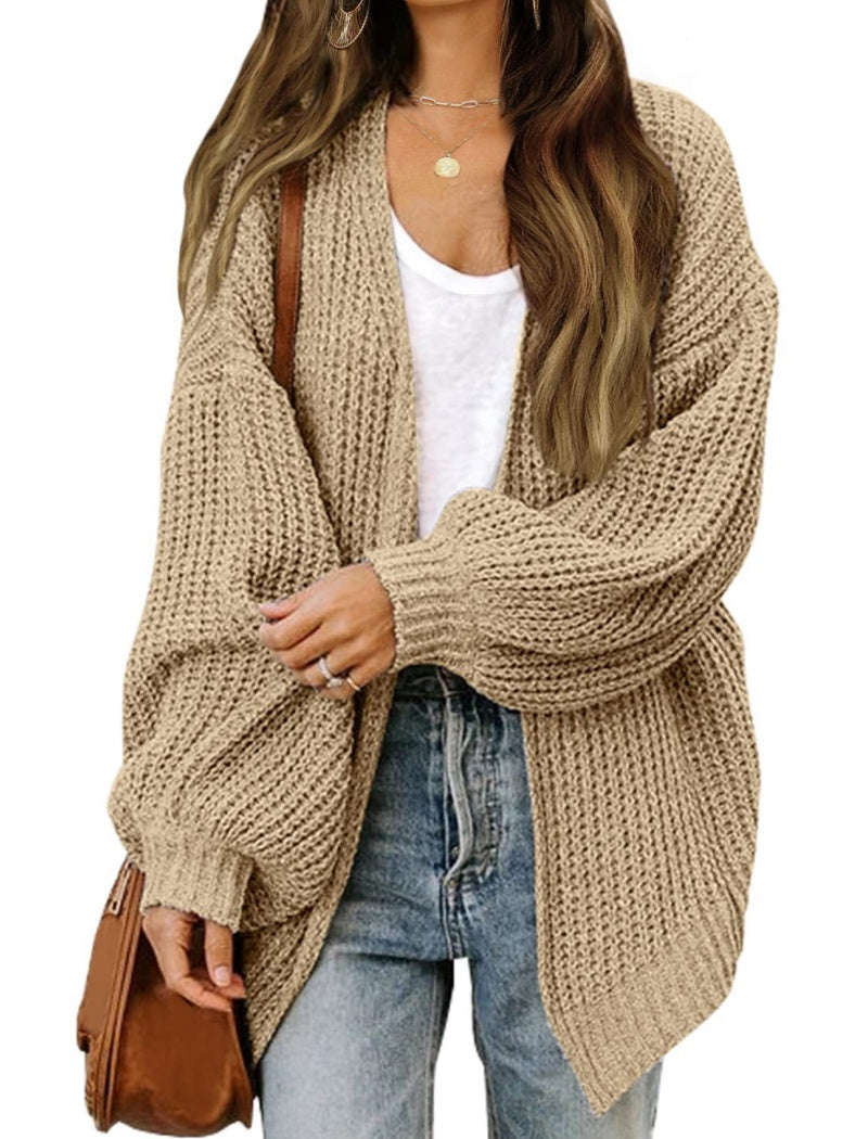 Lantern Sleeve Knit Cardigan