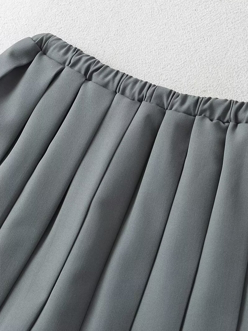 Pleated Drawstring Mini Skirt