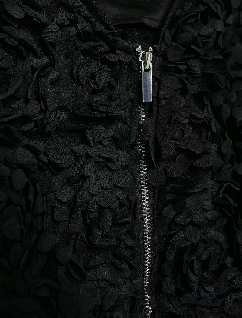 Textured Floral Bomber Jacket