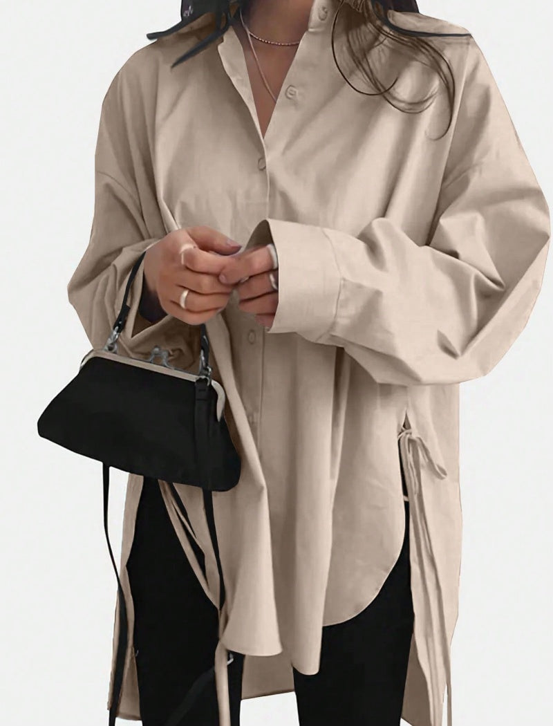 Loose Front Tie Shirt